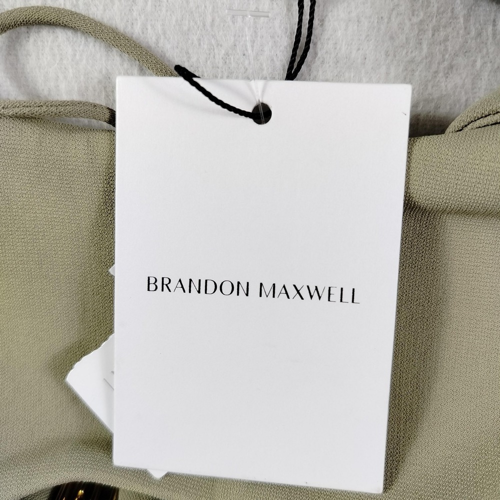 Brandon Maxwell Dress Womens 6 Silver Sage Cutout‎ Maxi Made in USA DR323FW20 - Picture 9 of 13